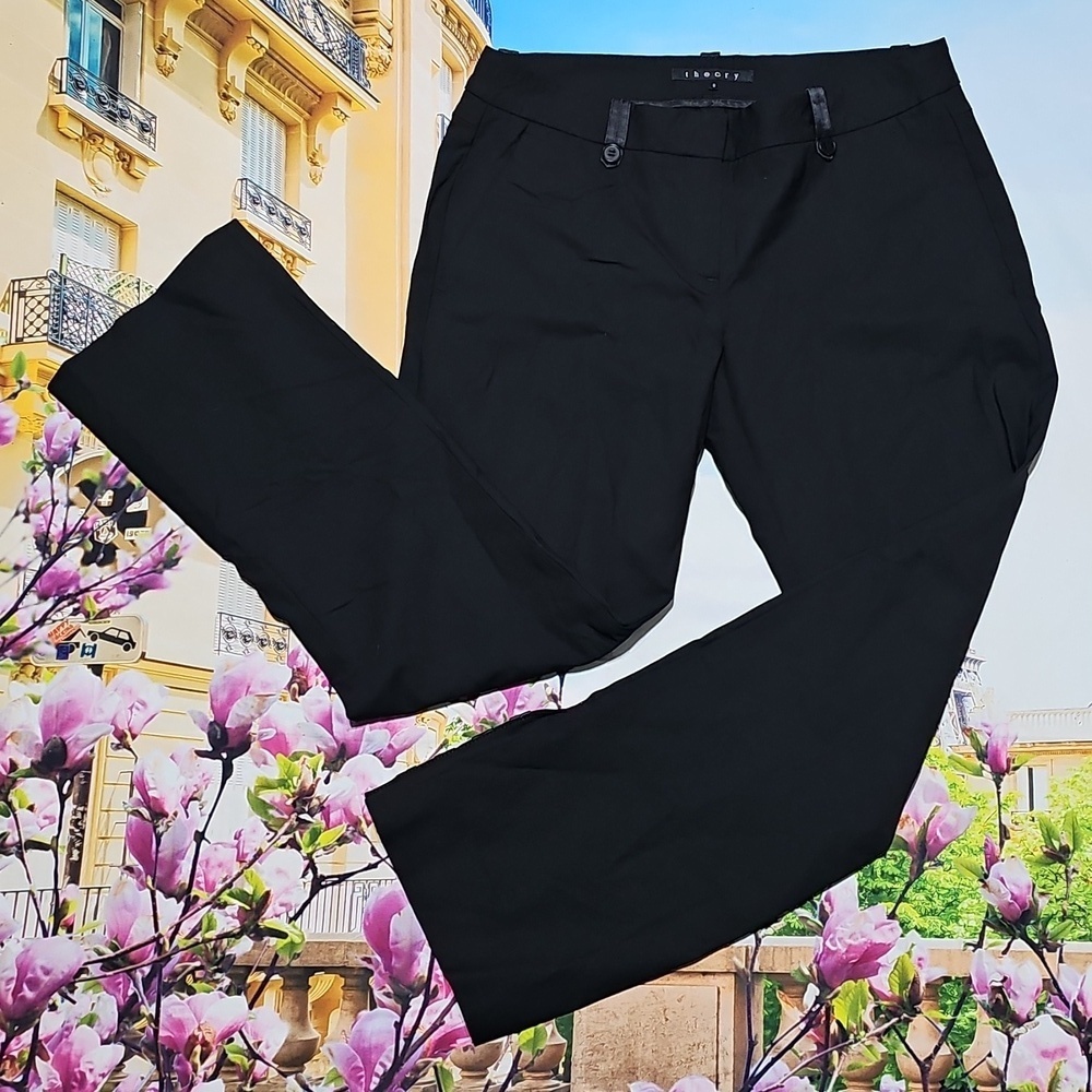 Theory Black Women's Dress Pants Classic Straight Leg Size 8